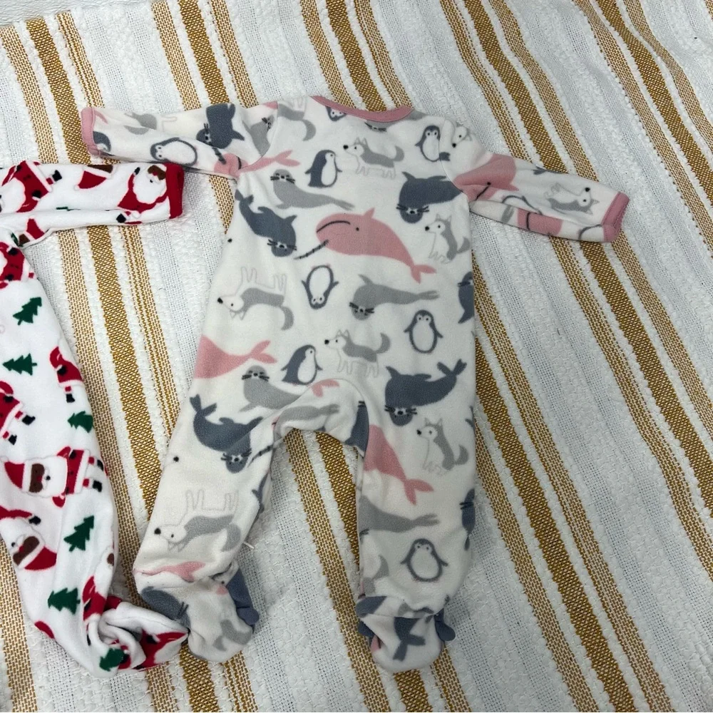Carter's Pajamas Fleece My First Christmas and Baby‎ Girls' Penguin Pajamas 3M